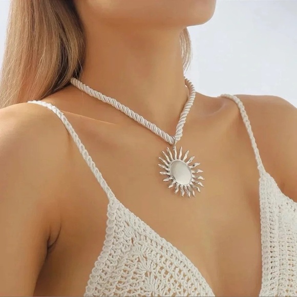 Zara Silver Radiant Celestial Sunburst Necklace - Picture 3 of 5